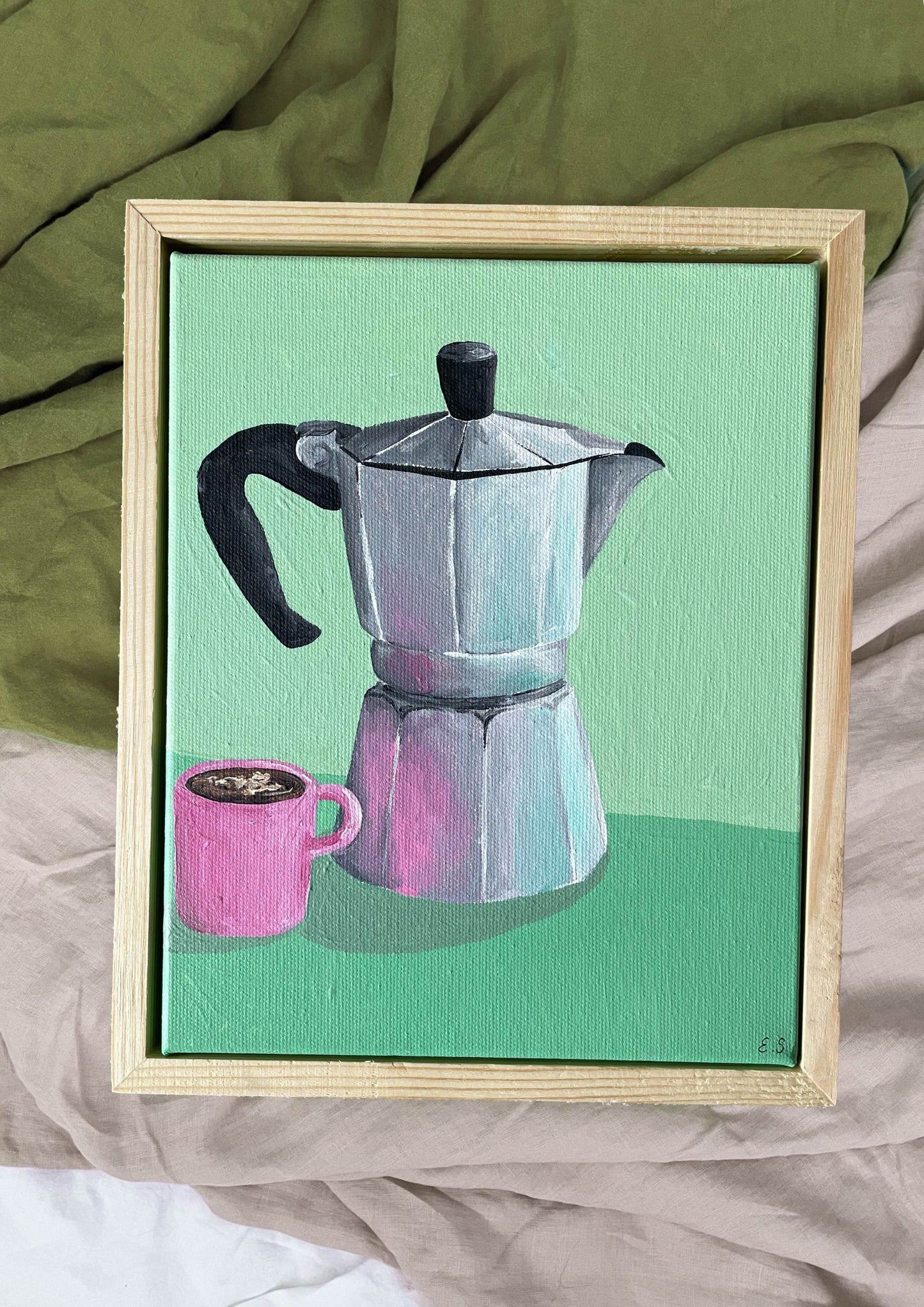 ‘Coffee Time in Green’ 9"x11" Original