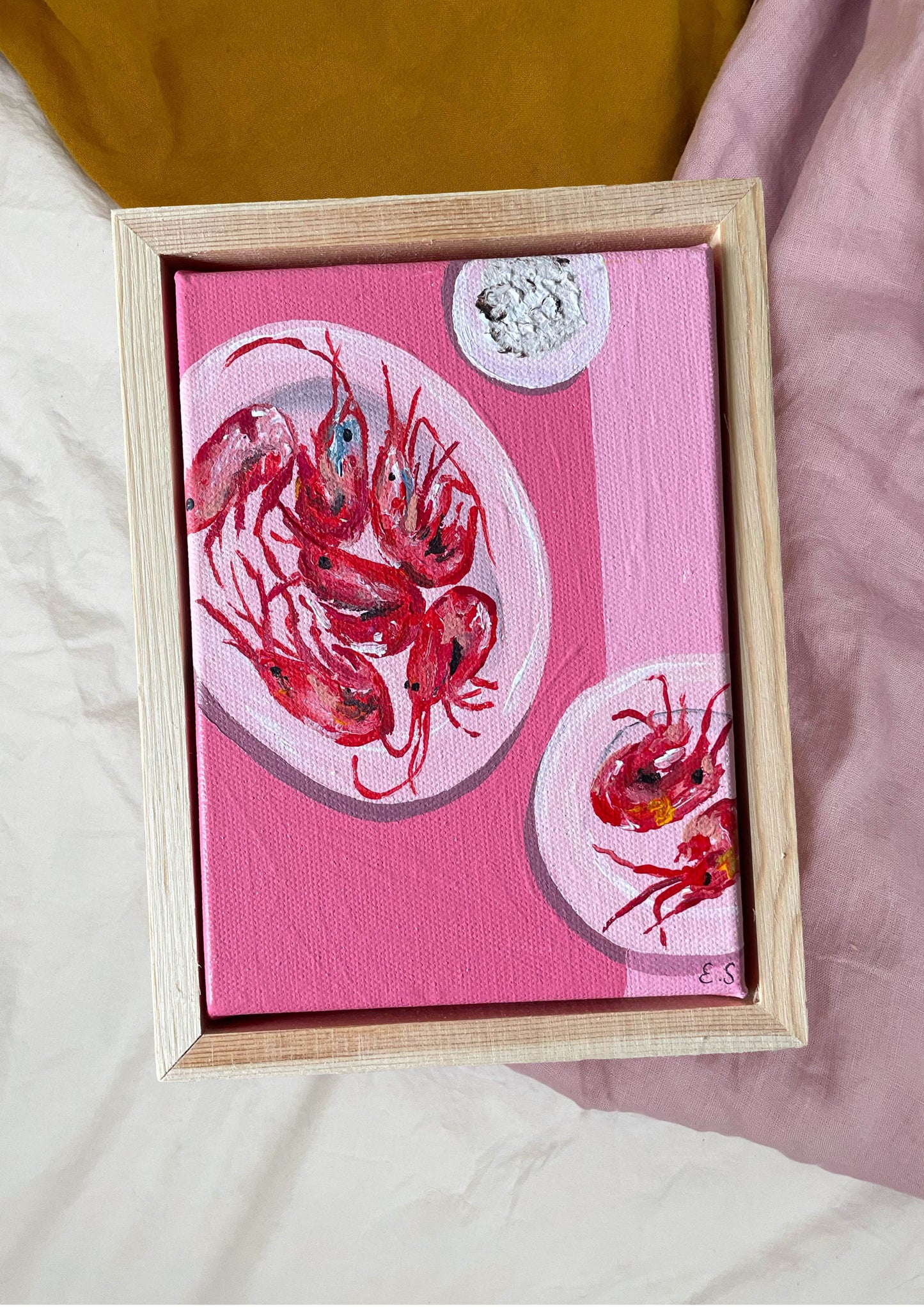 ‘Pink Prawn’ 6"x8" Original